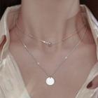 Layered Pendant Necklace 1 Pc - Silver - One Size