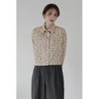 Cropped Corduroy Floral Shirt Beige - One Size