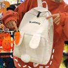 Letter Embroidered Rabbit Canvas Backpack