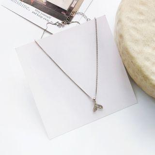 Rhinestone Mermaid Tail Pendant Necklace 1 Pc - Necklace - Silver - One Size