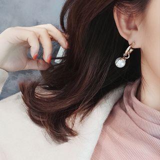 Faux Pearl Dangle Earring E9294 - Silver Needle - Gold - One Size
