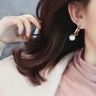 Faux Pearl Dangle Earring E9294 - Silver Needle - Gold - One Size