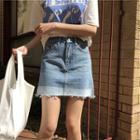 Contrast-trim Denim Mini Skirt