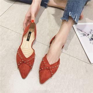 Studded Faux Suede Pointed Flats