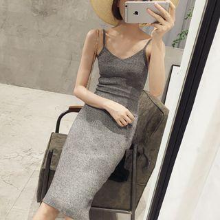 Spaghetti Strap Plain Midi Bodycon Dress