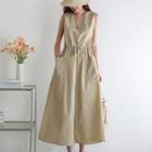 Sleeveless Drawstring A-line Maxi Dress