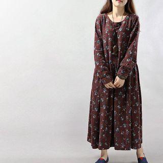 Floral Print Long-sleeve Maxi Dress