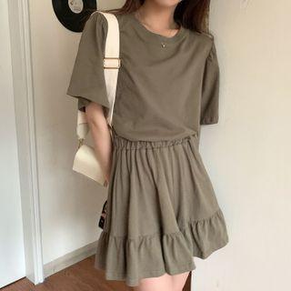 Short-sleeve Open Back Mini A-line Dress