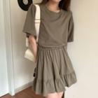 Short-sleeve Open Back Mini A-line Dress