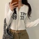 Lettering Cropped Zip-up Jacket