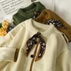 Printed Tie-neck Crew-neck Sweater