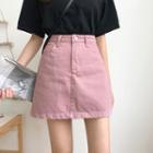 Plain Denim Mini Pencil Skirt