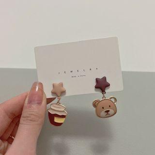 Bear Glaze Asymmetrical Alloy Dangle Earring