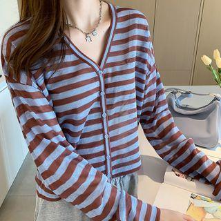 V-neck Striped Light Cardigan