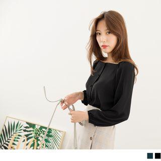 Puff Sleeve Square Neck Chiffon Blouse