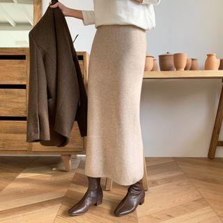 Long Pencil Knit Skirt