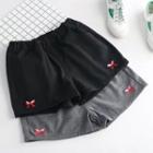 Bow Embroidered Elastic Waist Shorts