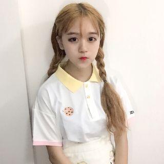 Cookie Embroidered Short-sleeve Polo Shirt