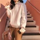Embroidered Ruffle Sweatshirt