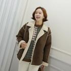 Double-button Faux-shearling Jacket