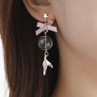 925 Sterling Silver Mermaid Tail Glass Ball Dangle Earring 1 Pair - Pink & Gold - One Size