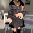 Faux-fur Tweed Jacket Minidress Black - One Size