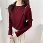 Round-neck Plain Oversize Cropped Top