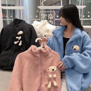 Faux Shearling Bear Zip Jacket