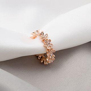 Flower Rhinestone Alloy Open Hoop Earring