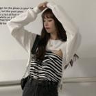 Zebra Print Camisole Top / Long-sleeve Cropped T-shirt