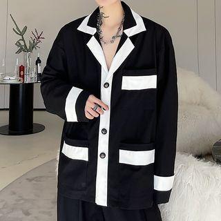 Notch Lapel Contrast Trim Shirt