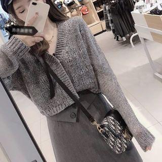 Set: Knit Cropped Cardigan + Mini A-line Skirt