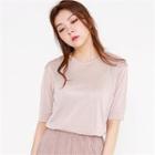 Elbow-sleeve Glittered Knit Top