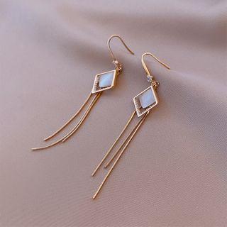 Square Cat Eye Stone Alloy Fringed Earring
