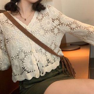 Lace Light Cardigan Beige Almond - One Size