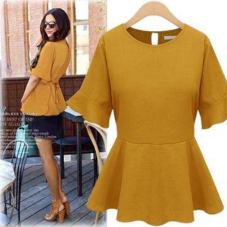 Short-sleeve Peplum Ruffled Top