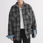 Plaid Ripped Shirt Jacket