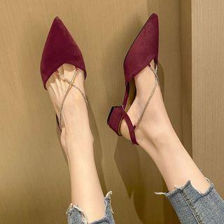 Crisscross Pointy-toe Chunky-heel Shoes