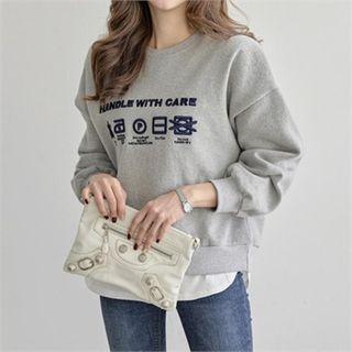 Layered-hem Embroidered Sweatshirt