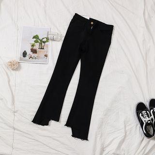 Asymmetric Hem Boot-cut Jeans