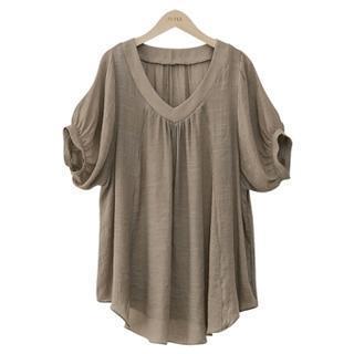 V-neck Puff-sleeve Top