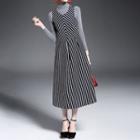 Striped Sleeveless A-line Midi Dress