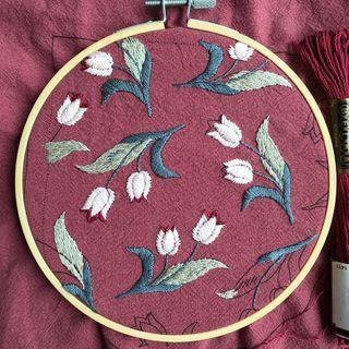 Flower Drawstring Pouch Diy Embroidery Kit