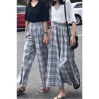 Plaid Wide-leg Pants / Plaid Midi A-line Skirt