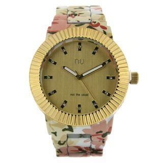 Gold And Floral Watch One Size
