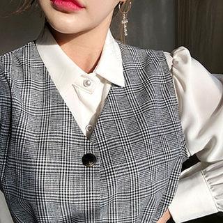 Pocket-detail Faux-pearl Blouse