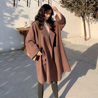 Long-sleeve Open Front Faux Fur Coat