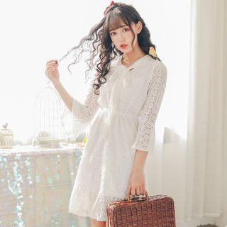 Lace Bell 3/4-sleeve A-line Dress