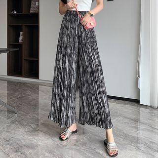 Tie-dyed Accordion Pleat Wide Leg Pants