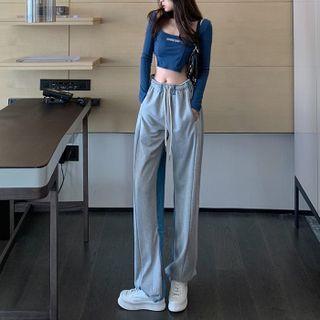 Two Tone Straight Leg Sweatpants